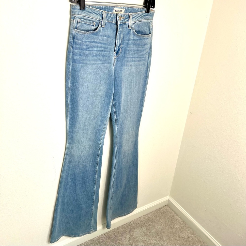 L'AGENCE Bell Flare Light Blue Wide Leg Jeans, Size 26